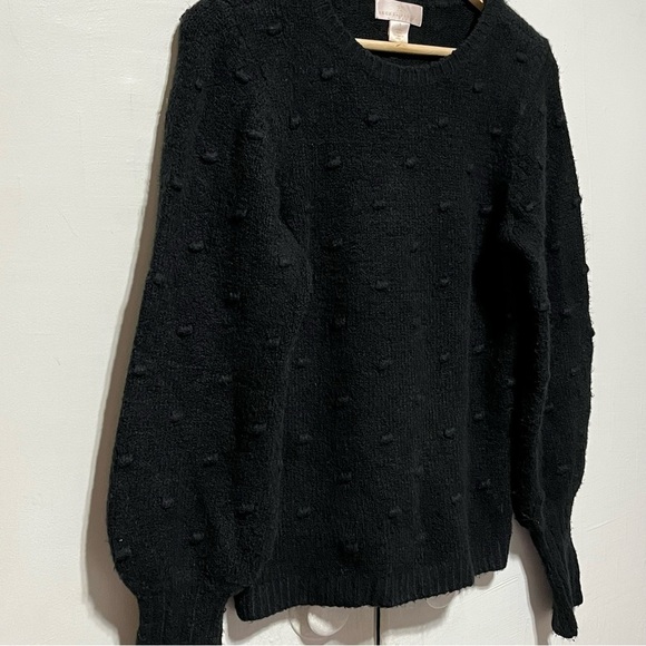 Rachel Parcell Bobble Stitch Bishop Sleeve Sweater in Black - Picture 4 of 10